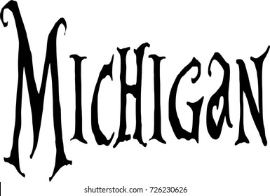 Michigan text sign illustration on White background - Shutterstock ID 726230626