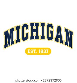 Michigan typography design vector, usa state shirt design vector. Jersey design vector, T-shirt design for usa 