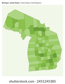 Michigan, Vereinigte Staaten. Einfache Vektorgrafik-Map. Status-Form. Stil für Volumenkörperbereiche. Die Grenze von Michigan. Vektorillustration.