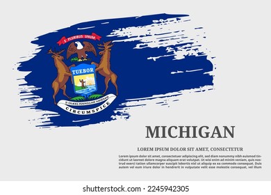 Michigan US flag grunge brush and text poster, vector
