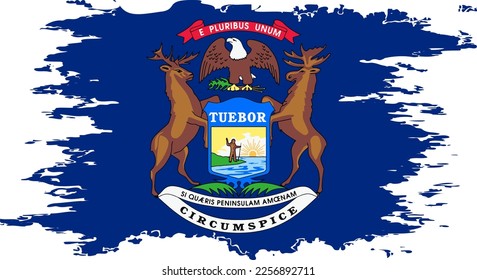 Michigan US flag grunge brush color image, vector