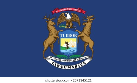 Michigan US State Flag Vector Illustration