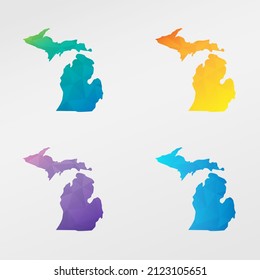 Michigan, USA Low Poly Map Clip Art Design. Geometric Polygon Graphic National Icon. Vector Illustration Symbol.