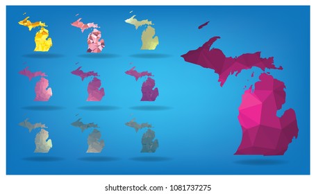 Michigan USA State map in geometric polygonal, Vector EPS 10