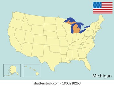 michigan, usa states colorful map, vector illustration 