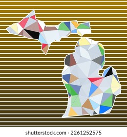 Michigan vector illustration. Michigan design on gradient stripes background. Technology, internet, network, telecommunication concept. Appealing vector illustration.