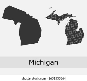 Michigan vector maps counties, townships, regions, municipalities, departments, borders