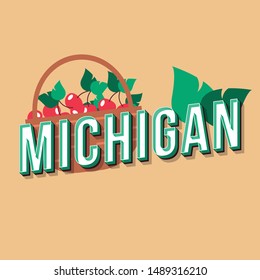 Michigan vintage 3d vector lettering. Retro bold font, typeface. Pop art stylized text. Old school style letters . 90s, 80s poster, banner, t shirt typography design. Pastel color background