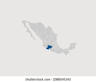 Michoacan Highlighted on Mexico Map Eps 10