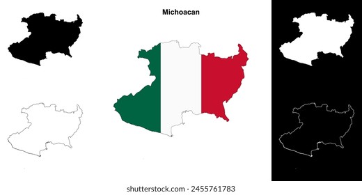 Michoacan state outline map set