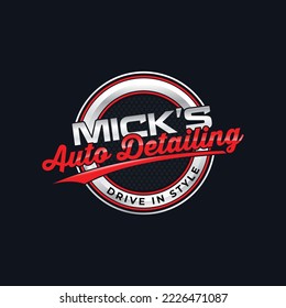 mick automobile detailing circular badge logo