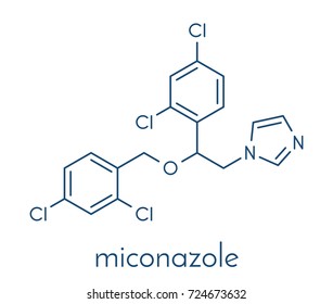 Miconazole antifungal drug molecule. Skeletal formula.