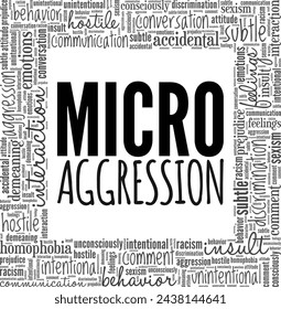 Micro Aggression word cloud conceptual design isolated on white background.