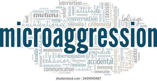 Micro Aggression word cloud conceptual design isolated on white background.