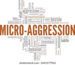 Micro Aggression word cloud conceptual design isolated on white background.