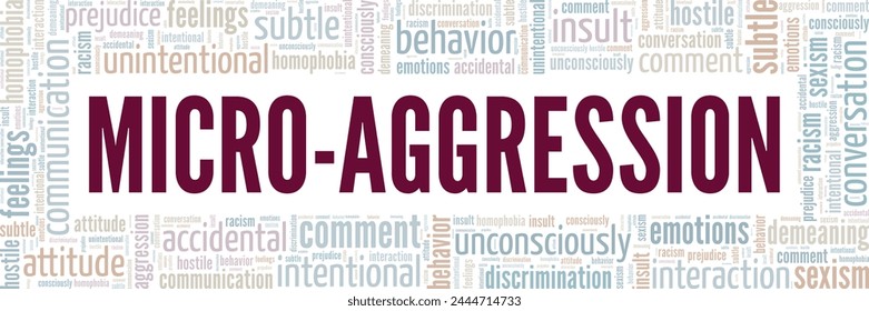 Micro Aggression word cloud conceptual design isolated on white background.