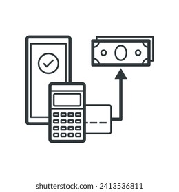 Micro ATM and cash withdrawal isolated icon