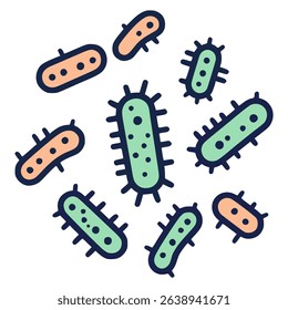 micro bacteria biological flat color vector illustration template design
