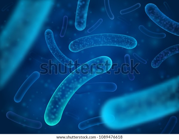 Micro bacterium and\
therapeutic bacteria organisms. Microscopic salmonella,\
lactobacillus or acidophilus organism. Abstract biological vector\
background