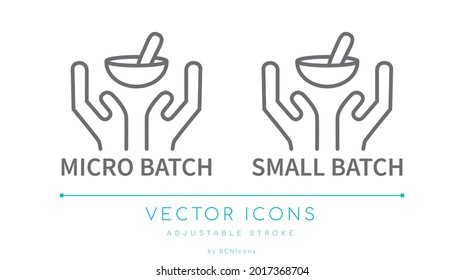 Micro Batch Small Batch Line Icons. Handmade Business Vector Symbols.