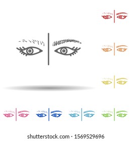 Micro blading, eyes, result in multi color style icon. Simple thin line, outline vector of anti age icons for ui and ux, website or mobile application