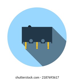 Micro Button Icon Icon. Flat Circle Stencil Design With Long Shadow. Vector Illustration.