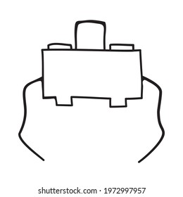 Micro Button Icon. Hand Drawn Sketch Design. Vector Illustration.