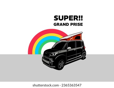 micro campervan illustration vector design