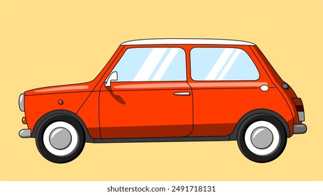Micro car mini retro classic vector vehicle 