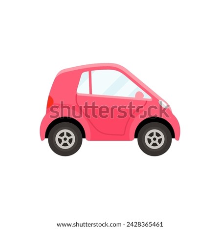 Micro car pink coloured flat style vector illustration