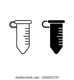 micro centrifuge tube icons in outline and glyph style, vector