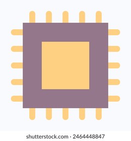 Micro Chip, Computer Chip Icon, Flat Style Isolated Vector Icon.