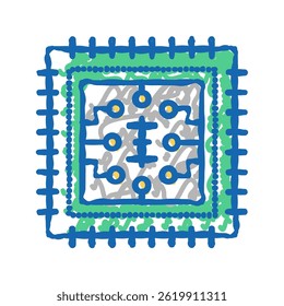micro chip doodle icon sketch vector. micro chip sign. isolated symbol illustration
