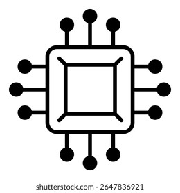 Ícone de microchip isolado no fundo branco