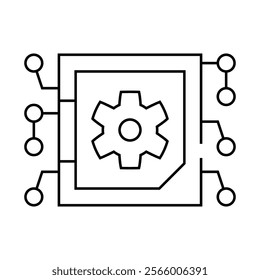 micro chip line icon vector. micro chip sign. isolated contour symbol black illustration