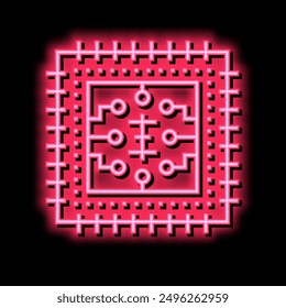 Vector de señal de luz de neón de microchip. Ilustración de microchip