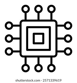 Micro Chip Vector Line Icon Design