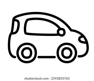 Micro city car line icon in cute cartoon hand drawn doodle style. Vector clip art illustration.
