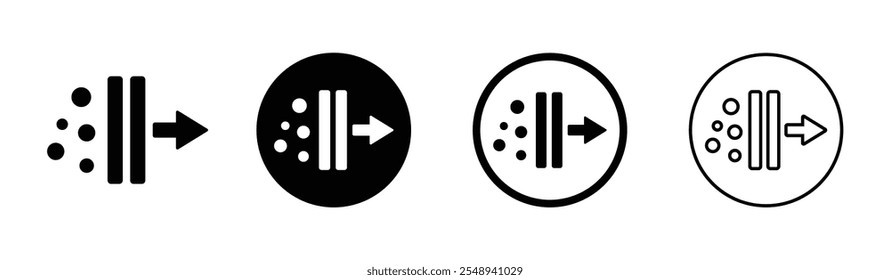 Conjunto de ícones vetoriais de filtragem de ar limpo micro. Sinais de vetor de purificação