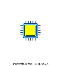 Micro controller icon. Internet of things icon. Simple, flat, outline, color.