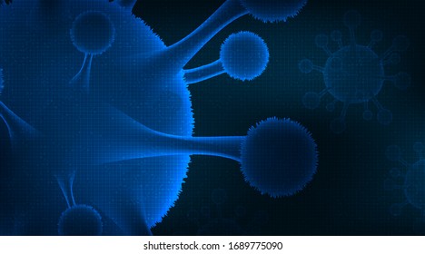 Micro Coronavirus 2019-nCoV sobre conocimientos tecnológicos, atención médica y concepto de microbiología, Diseño para el desmoronamiento de COVID-19.