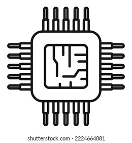 Micro cpu icon outline vector. Computer digital. Core data