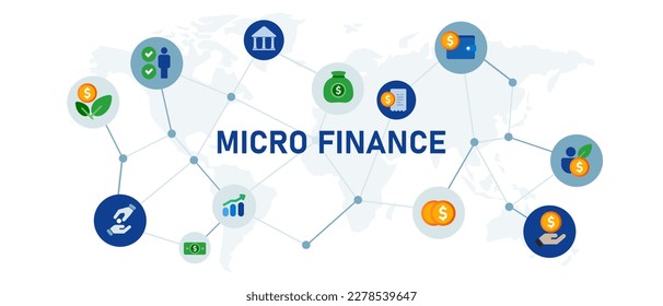 Micro finance loan micro financing small funding lending icon set concept money debt