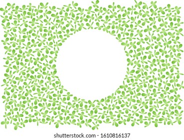 Micro green sprouts forming round shape as empty space in the middle. Green sprouting with round copy space. Gardening, environment concept poster, backdrop, banner, template. EPS 10.