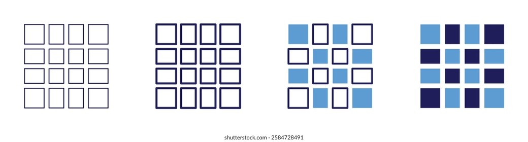 Micro grid icon in 4 different styles. Thin Line, Line, Bold Line, Duotone. Duotone style. Editable stroke.