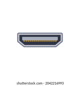 Micro HDMI pc universal connector icon. Vector graphic illustration of Port in flat style. USB type, video and audio port. Displayport and other computer interface elements.