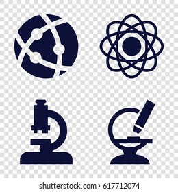 Micro icons set. set of 4 micro filled icons such as atom