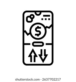 micro investment app fintech line icon vector. micro investment app fintech sign. isolated contour symbol black illustration