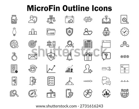 Micro investment platform outline icon set.