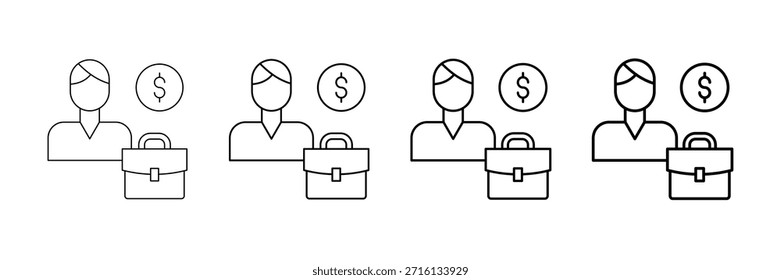 Micro Iconos de Trabajo Vector Set En Diferentes Estilo de Línea de Trazo